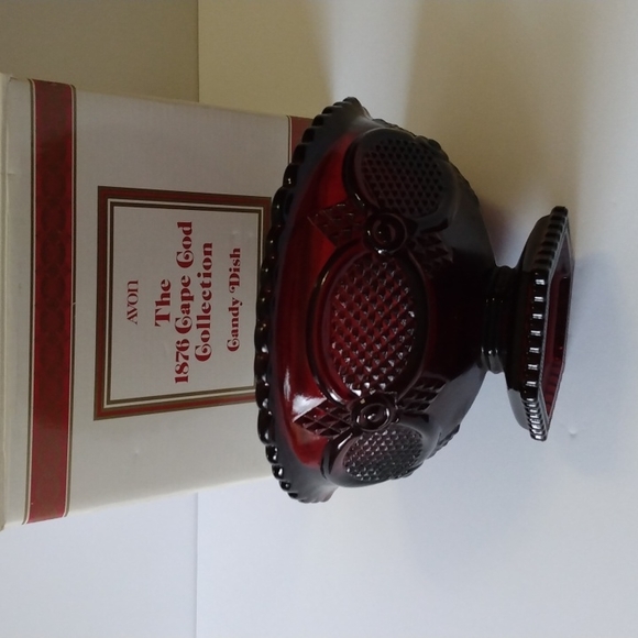 Avon New Vintage 1876 Cape Cod Collection Ruby Red Candy Dish, 6"W - Picture 3 of 7